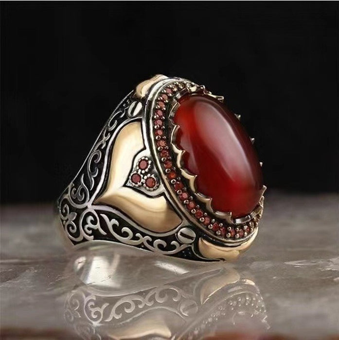 Wholesale Personality Vintage Two Tone Black Onyx Ring JDC-RS-Chenrui014