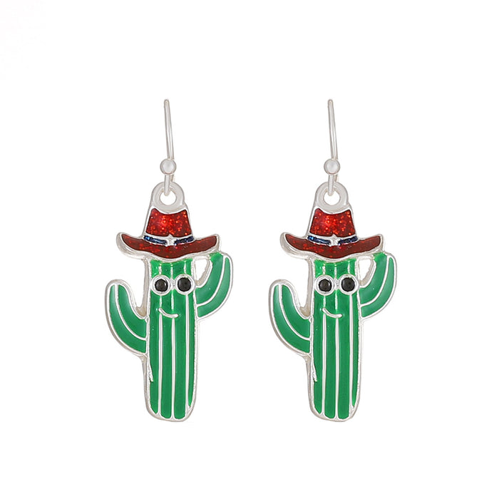 Wholesale Earring Alloy Green Cactus Halloween JDC-ES-KAN002