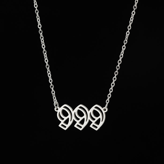 Wholesale retro double -layer hollow pendant stainless steel lucky necklace JDC-NE-GSJS004