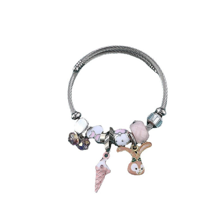 Wholesale Bracelet Stainless Steel Crystal Cute Rabbit (M) JDC-BT-XinY011