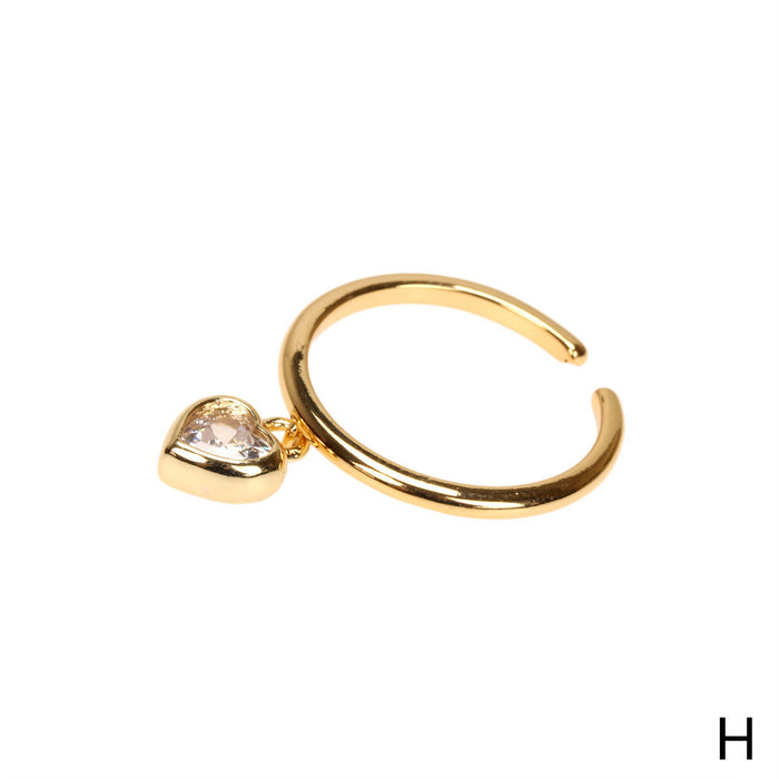 Wholesale Gold Plated Copper Ring with Micro Zirconia Heart Opening JDC-RS-PREMTIANY007