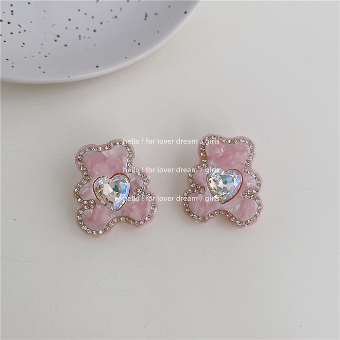 Wholesale Acrylic Acetate Earrings Love Rhinestones MOQ≥2 JDC-ES-Lfm008
