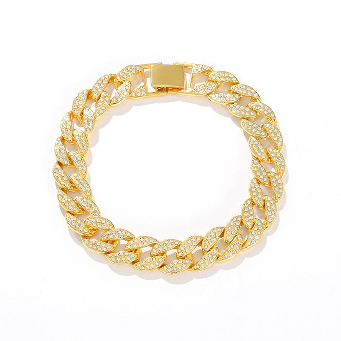 Wholesale Cuban Chain Crystal Bracelet Hip Hop Full of Diamonds MOQ≥5 JDC-BT-ShaoH003