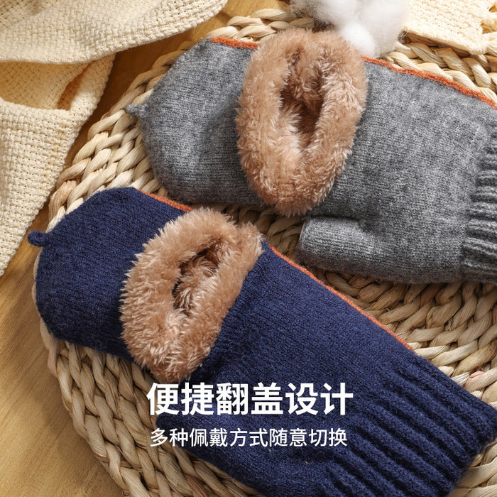Wholesale Gloves Imitation Cashmere Winter Half Finger Flip Knitted Leaky Finger Thickening MOQ≥2 JDC-GS-RH015