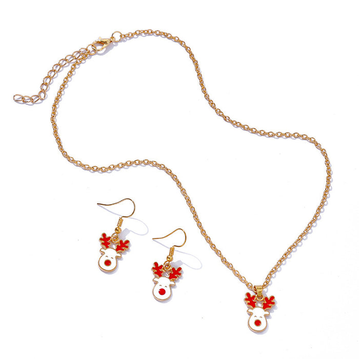 Wholesale Necklace Christmas Style Alloy Necklace Earrings Set Elk Style MOQ≥2 JDC-ES-HaoBiao009