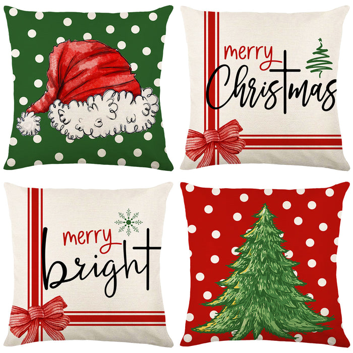 Wholesale Christmas Tree Linen Printed Pillowcase JDC-PW-Jinze018