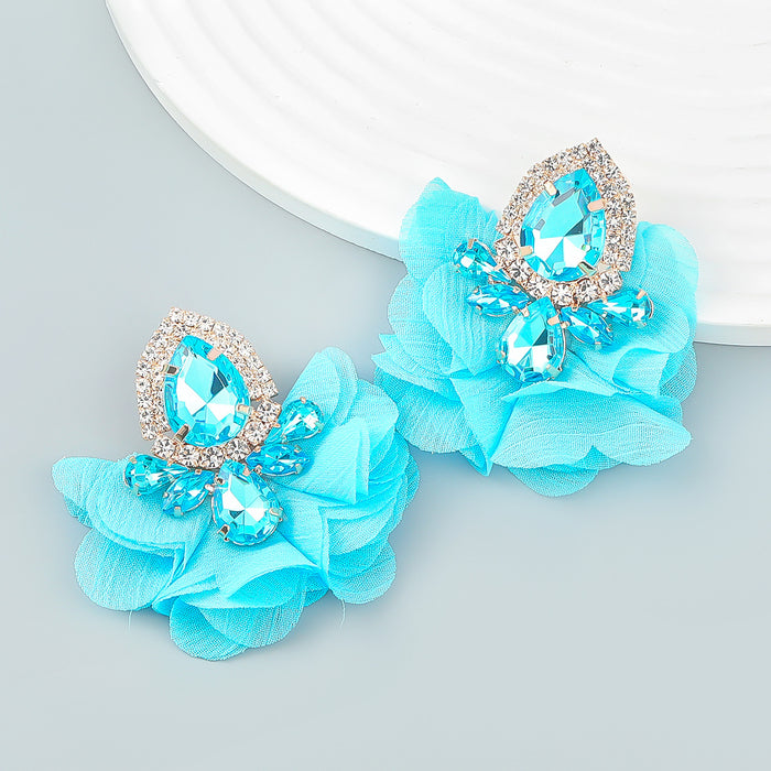 Wholesale Alloy Diamond Fabric Floral Earrings JDC-ES-JL991