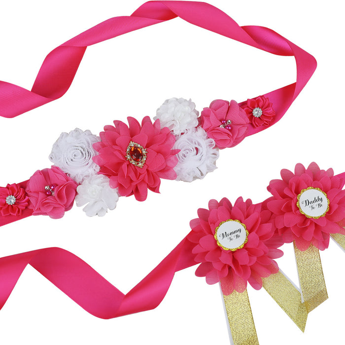 Wholesale Newborn Gala Party Flower Badge Waistband Chiffon JDC-WB-QiuN002
