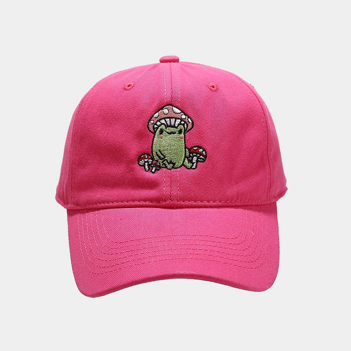 Wholesale Cartoon Frog Mushroom Embroidery Cotton Baseball Cap MOQ≥2 JDC-FH-LvYi013