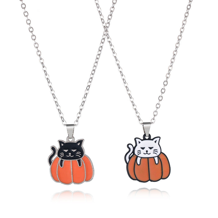 Wholesale Necklace Alloy Enamel Halloween Cartoon Friends Couple Set MOQ≥2 JDC-NE-YuanQ002