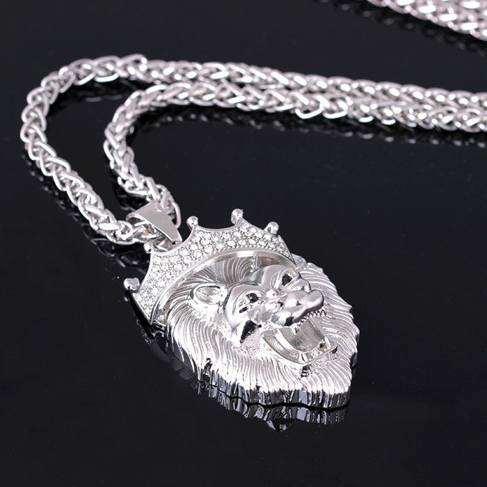 Wholesale Luminous Necklace Men Unisex Luminous Pendant Diamond Crown Lion Head MOQ≥2 JDC-NE-Fhong003