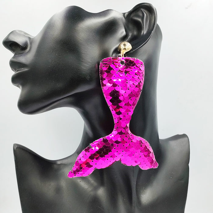 Wholesale Reflective Sequin Mermaid Tail Earrings JDC-ES-DY020