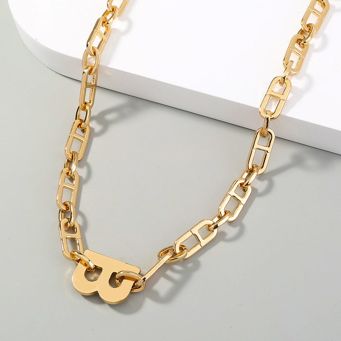 Wholesale Jewelry Japanese Character Chain Letter B Single Layer Necklace JDC-NE-NM063