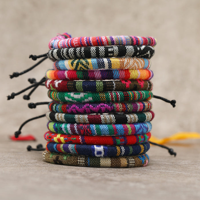 Wholesale Bracelet Fabric Colored Boho Weave MOQ≥3 JDC-BT-RonH003