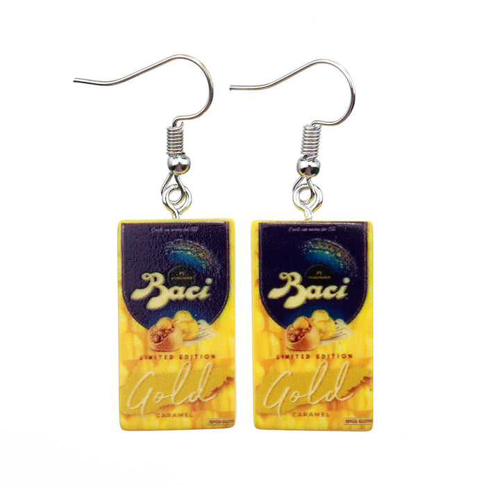 Wholesale earrings plastic candy snack chocolate MOQ≥2 JDC-ES-niqing013