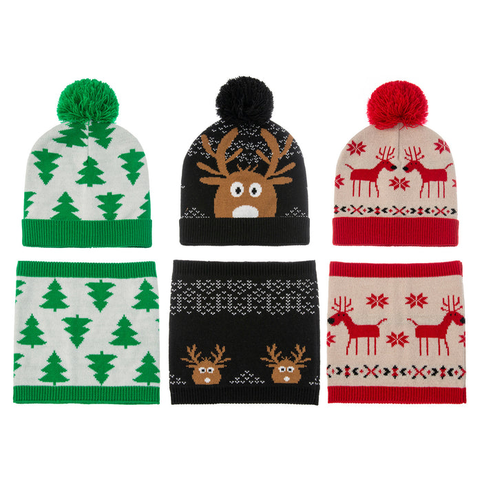 Wholesale Hat Acrylic Christmas Warm Kids Scarf 2 Piece Set MOQ≥2 JDC-FH-MY011