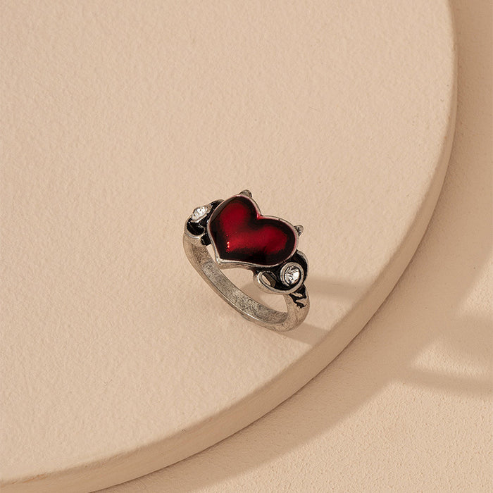 Wholesale Ring Alloy Ceramic Halloween Retro Heart Ring MOQ≥2 JDC-RS-SMY001