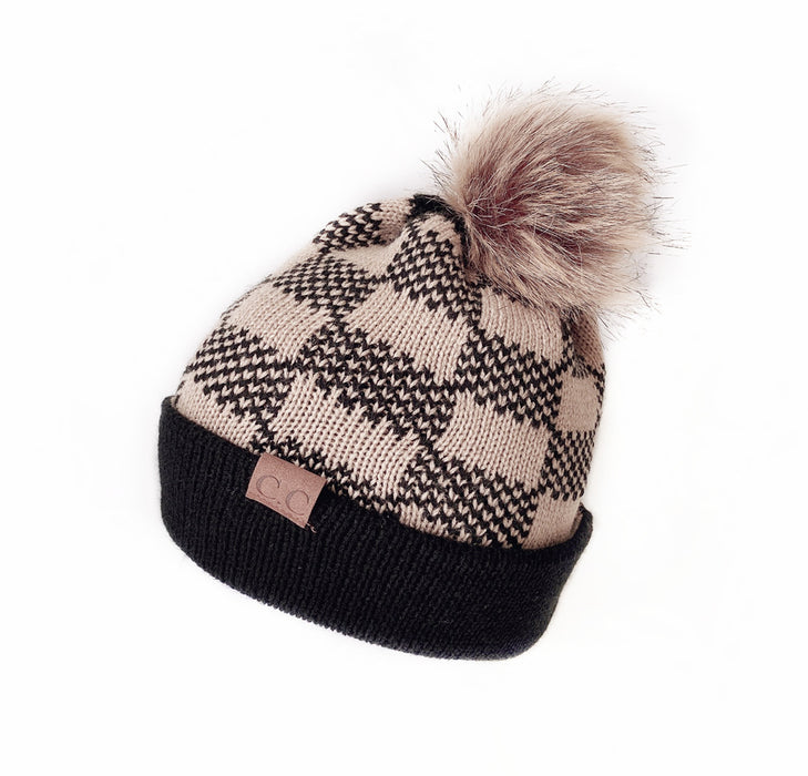 Wholesale Hat Acrylic Fiber Removable Fur Ball Warm Knit Hat MOQ≥2 JDC-FH-QiaoL003
