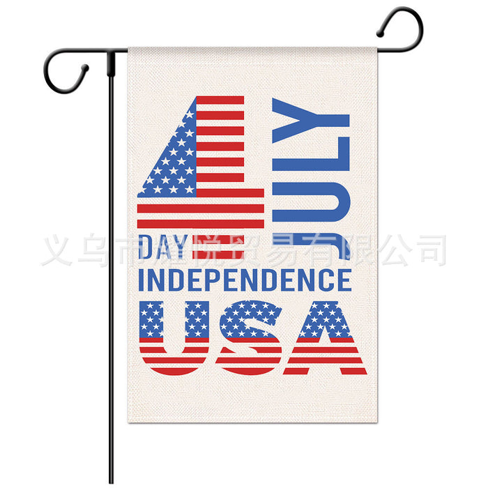 En gros 4 juillet Jour de l'indépendance du drapeau de jardin de lin festival de drapeau à double face drapeau suspendu moq ≥2 jdc-dc-yaoyue001