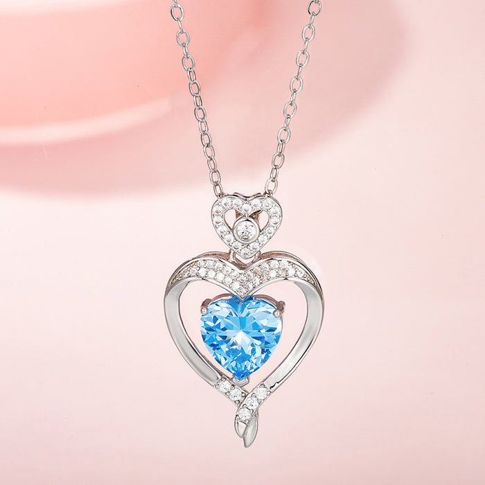 Wholesale LOVE heart -shaped pendant lock double heart born stone JDC-PT-MLJ002
