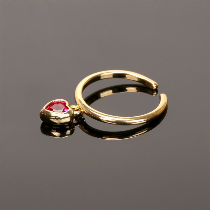 Wholesale Gold Plated Copper Ring with Micro Zirconia Heart Opening JDC-RS-PREMTIANY007