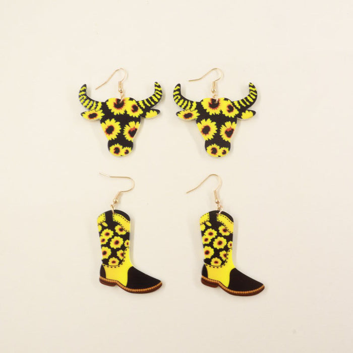 Wholesale earrings acrylic matador sunflower MQO≥2 JDC-ES-moshu017