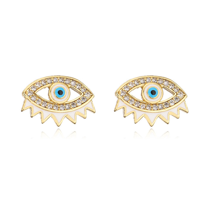 Wholesale Earrings Copper Gold Plated Zircon Devil's Eye JDC-ES-PREMAG002