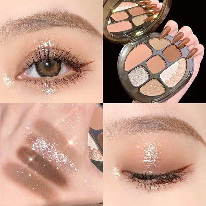 Wholesale Amber Eight Color Eyeshadow Pearly Matte Glitter Powder Earth Color MOQ≥3 JDC-EY-QinN036