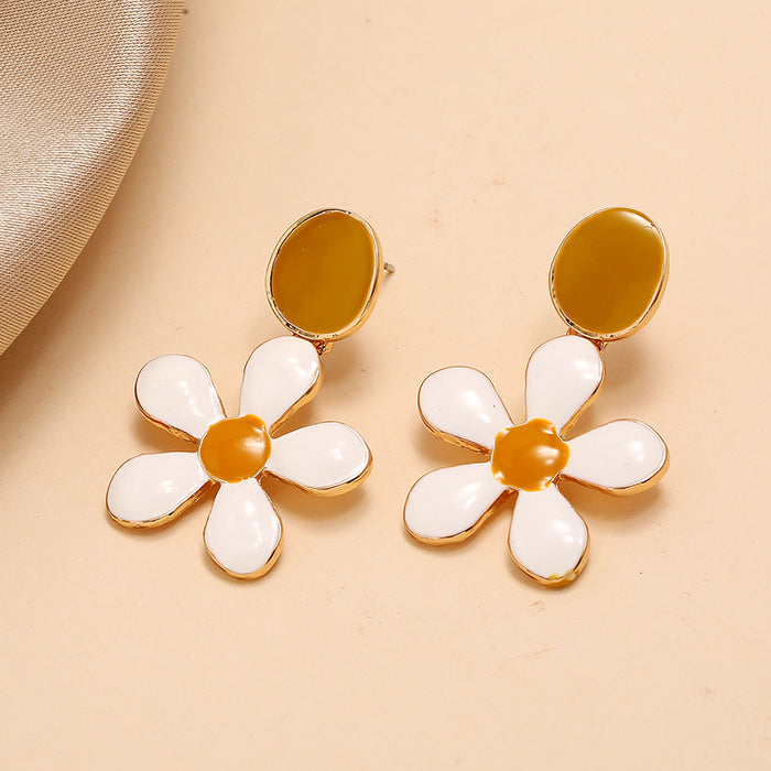 Wholesale earrings dripping oil retro dripping oil flowers MOQ≥2 JDC-ES-KaiQ042