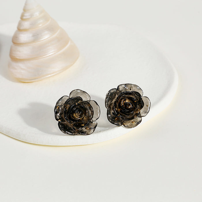 Wholesale Small Fragrance Fantasy Color Matching Rose Earrings JDC-ES-Mdd034