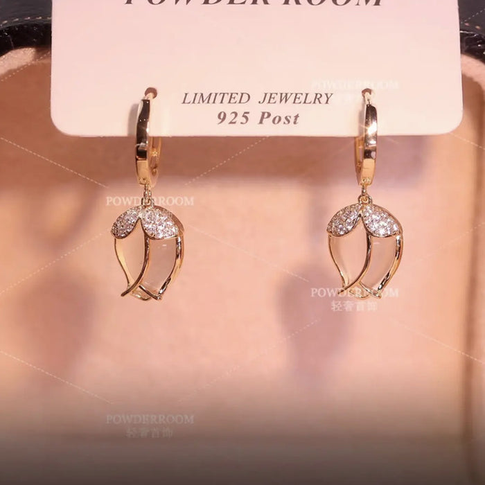 Wholesale Earrings Copper Zircon Opal Tulip JDC-ES-AMSN001