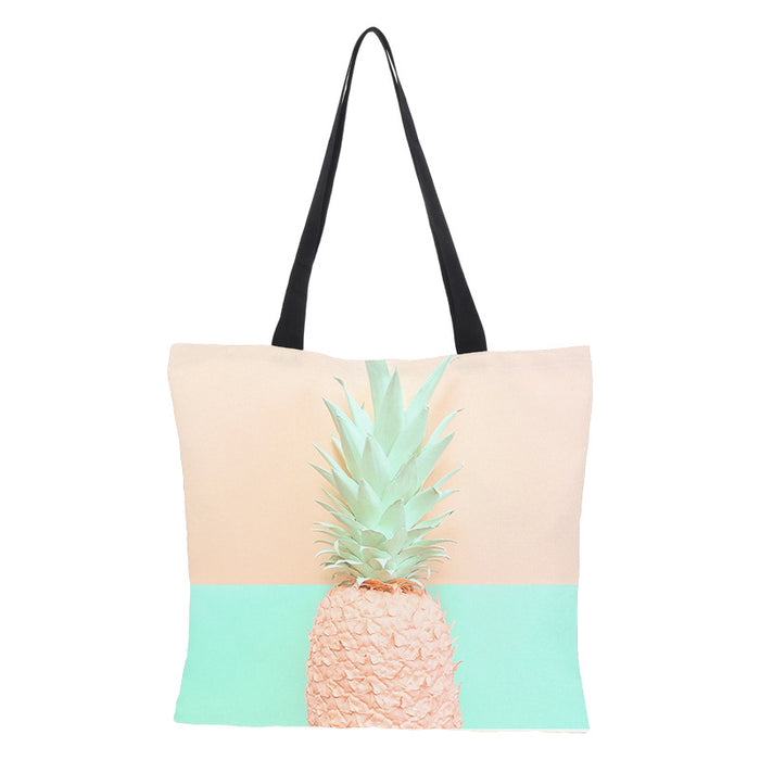 Wholesale Pineapple Cotton Linen Bag Ladies Handbag Shopping Bag Double Sided JDC-SD-QTu009