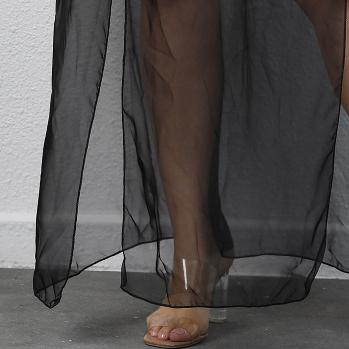 Wholesale plus size women's elastic waist beach cover skirt slit skirt JDC-SW-Yimei008