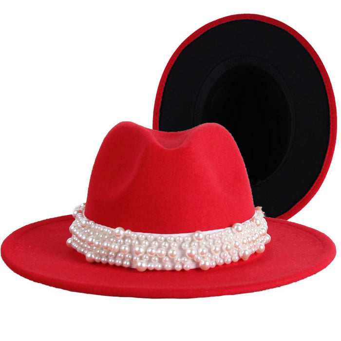 Wholesale Hat Woolen Double-sided Thickening British Retro Pearl Hat JDC-FH-XRong009