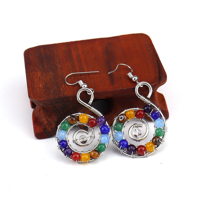 Wholesale earrings alloy hand-woven colorful crystal conch MOQ≥2 JDC-ES-HXu007