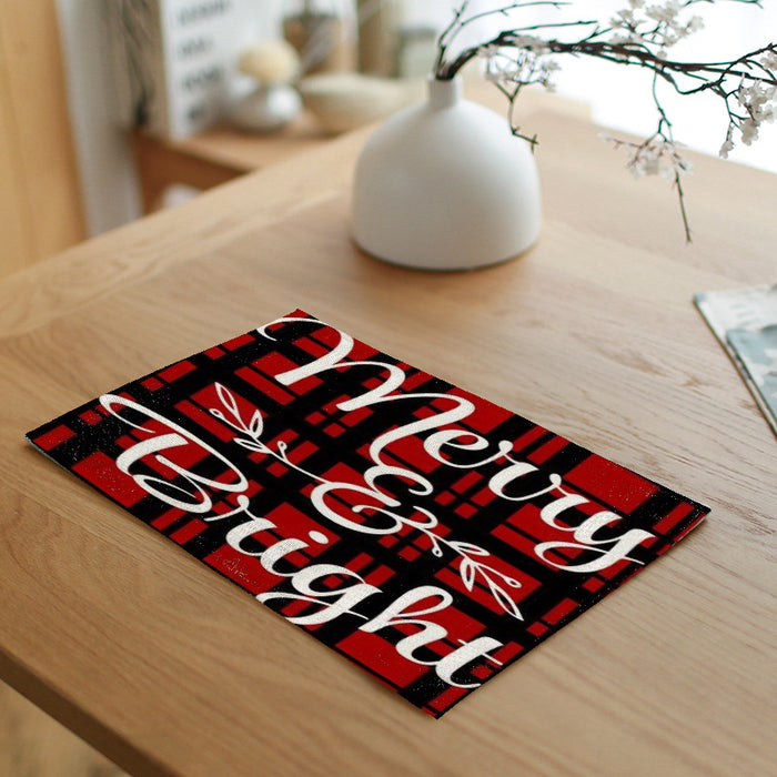 Wholesale Christmas English Letters Linen Insulated Placemat MOQ≥2 JDC-PS-Dexi006