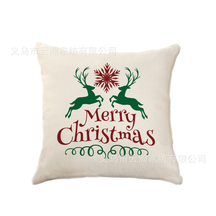 Funda de almohada al por mayor lino de la navidad copo de nieve alk santa claus moq≥2 jdc-pw-yunhan008