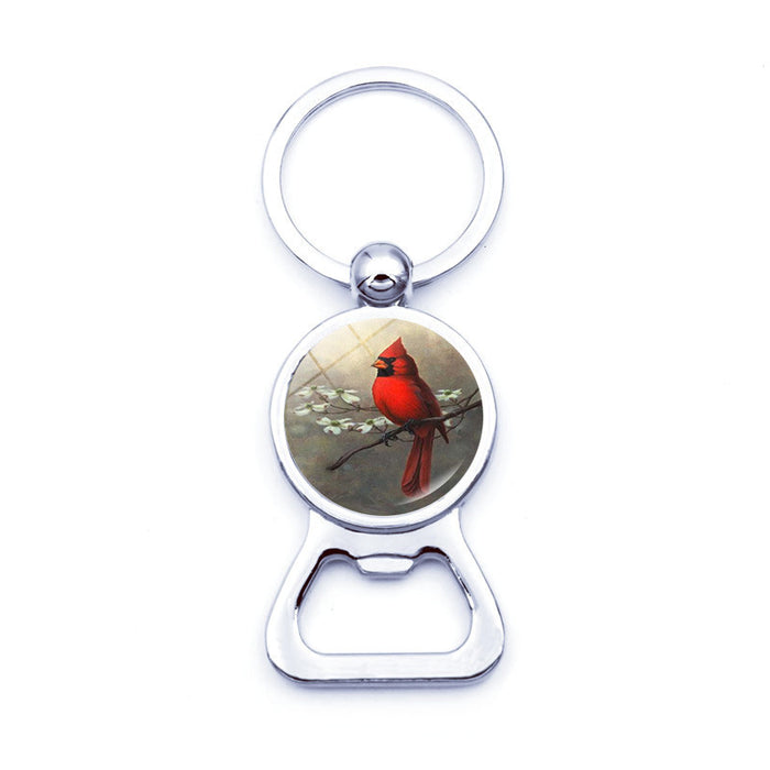 Wholesale Keychain Zinc Alloy Glass Cardinal Bird Bottle Opener JDC-KC-JiaY002