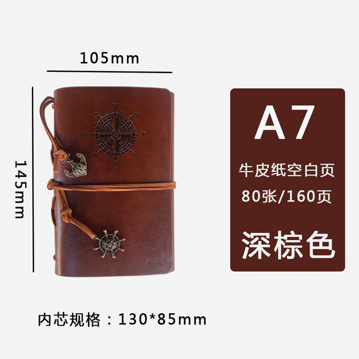 Wholesale Notebook PU Leather Kraft Paper Nautical Retro Loose-leaf MOQ≥2 JDC-NK-BoKe004
