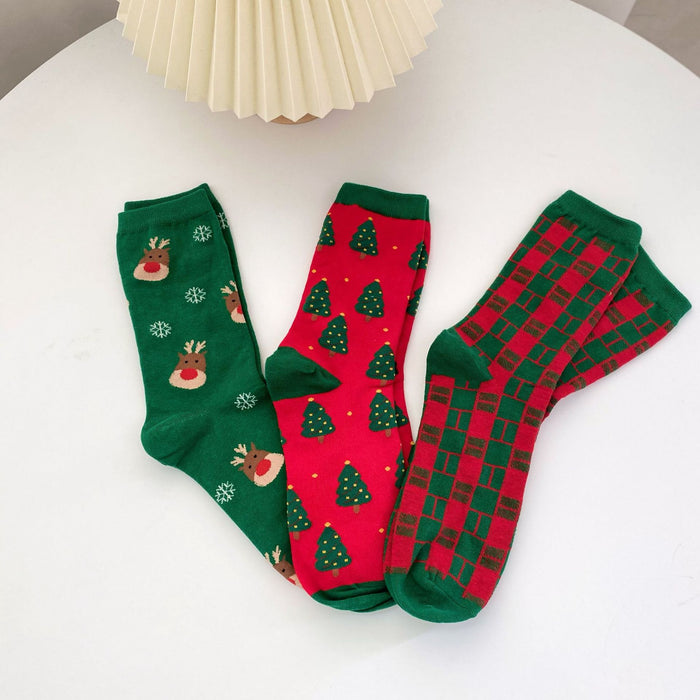 Wholesale Sock Cotton Mid Tube Christmas Cartoon Cute MOQ≥2 JDC-SK-YueMeng001