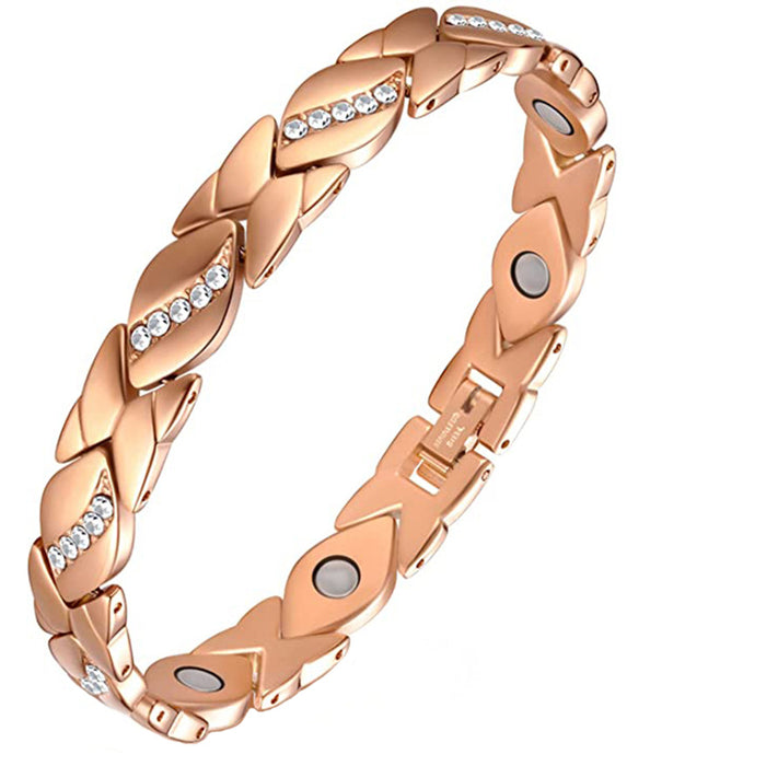 Wholesale diamond bracelet strong magnetic tree leaf magnet red copper bracelet JDC-BT-LonR004