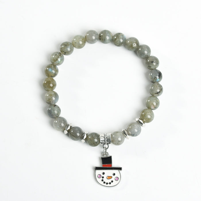 Wholesale Bracelet Crystal Color Christmas Cute Snowman Pendant Beaded JDC-BT-ZhiSF005