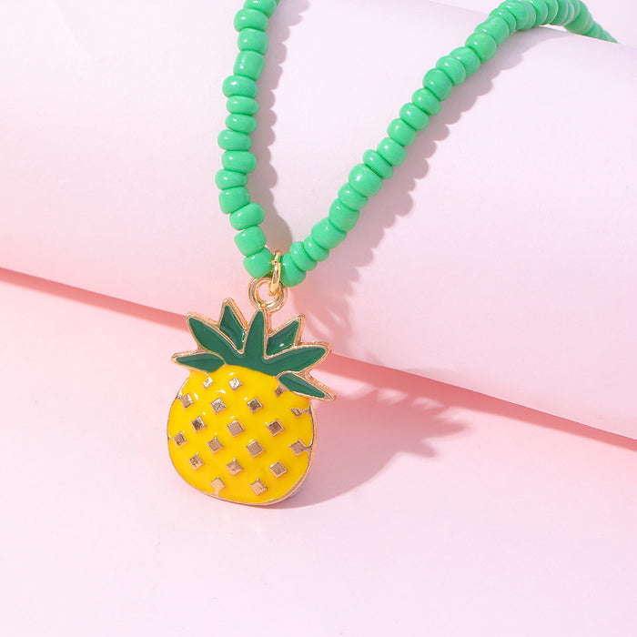 Wholesale Necklace Alloy Kids Cute Pineapple Beaded Necklace MOQ≥2 JDC-NE-ZJ042