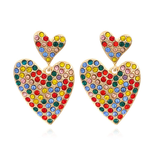 Jewelry WholesaleWholesale double layer fancy color diamond heart earrings JDC-ES-MY259 Earrings 曼茵 %variant_option1% %variant_option2% %variant_option3%  Factory Price JoyasDeChina Joyas De China