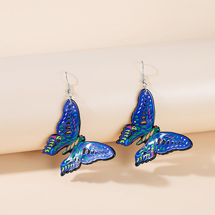 Pendientes acrílicos de mariposa de vidrio colorido al por mayor JDC-ES-MDD010