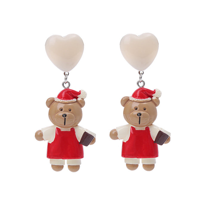 Wholesale Earrings Plastic Cartoon Bear Love MOQ≥2 JDC-ES-Chouteng009