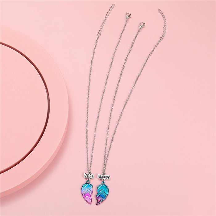 Wholesale Necklace Alloy Enamel Heart Stitching Gradient Color Kids Necklace Set JDC-NE-ZhuoM008