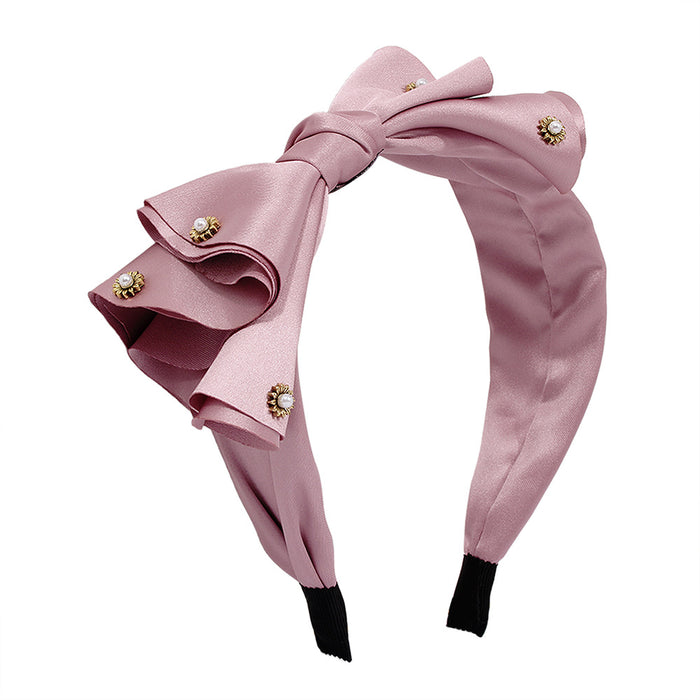 Wholesale Headband Satin Fabric Alloy Imitation Pearl Gorgeous Elegant JDC-HD-YuL105