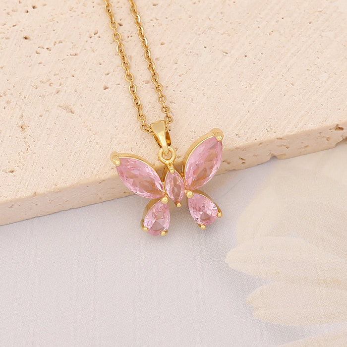 Wholesale Necklaces Heart Swan Cherry Zircon Copper Stainless Steel JDC-NE-PREMBINM004
