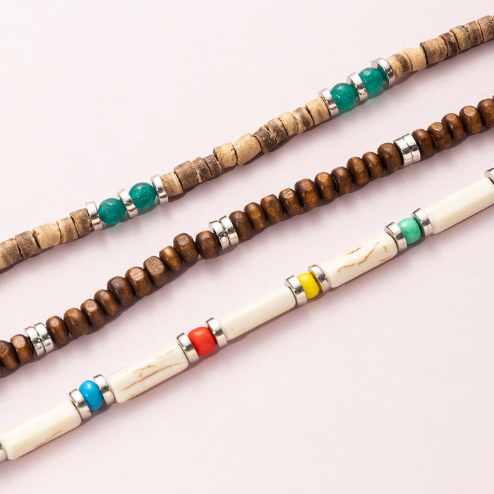 Wholesale wooden beaded women's necklace ethnic style JDC-NE-NZ331